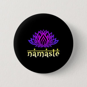 Bóton Redondo 5.08cm Presente Flor de Lótus Namaste - Om Yoga Espiritua