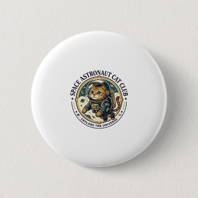 Bóton Redondo 5.08cm Presente para Pai de Gato Astronauta Espacial - As (Frente)
