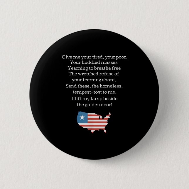 Bóton Redondo 5.08cm Presente Patriótico Nova Cólossus Emma Lazarus Cit (Frente)