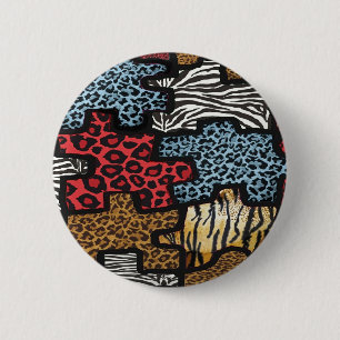 Bóton Redondo 5.08cm Presentes com Estampa de Puzzle Leopardo Zebra Roc