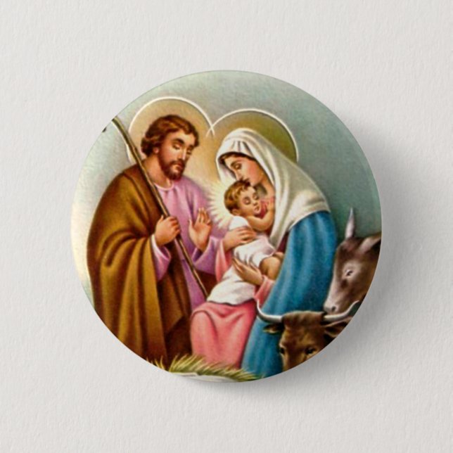 Bóton Redondo 5.08cm Presentes da cena da natividade para o Natal (Frente)
