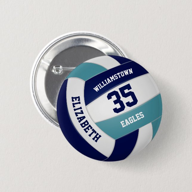 Bóton Redondo 5.08cm Presentes da equipe de vôlei de marinho azul (Frente & Verso)