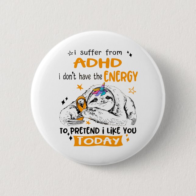 Bóton Redondo 5.08cm Presentes de Fita Mês de Consciência ADHD (Frente)