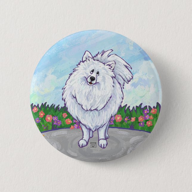 Bóton Redondo 5.08cm Presentes e Acessórios para Pomerânia Branco (Frente)