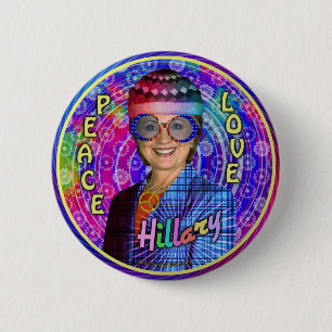 Bóton Redondo 5.08cm Presidente 2016 de Hillary Clinton Hippie Polític