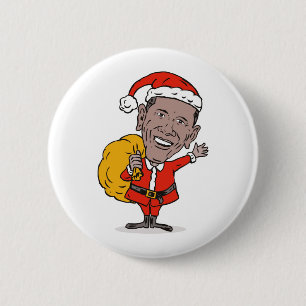 Bóton Redondo 5.08cm Presidente americano Barack Obama Papai Noel