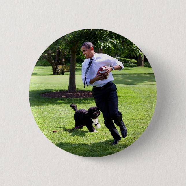 Bóton Redondo 5.08cm Presidente Barack & Bo Obama (Frente)