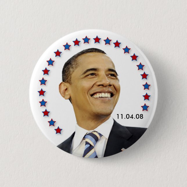 Bóton Redondo 5.08cm Presidente Barack Obama (Frente)