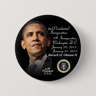 Bóton Redondo 5.08cm Presidente Barack Obama II Inauguração 1-21-2013