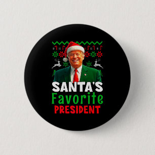 Bóton Redondo 5.08cm Presidente Favorito do Papai Noel Santa Trump Xmas