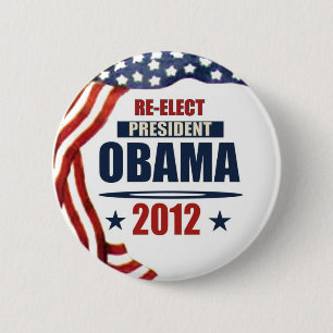 Bóton Redondo 5.08cm Presidente Obama 2012 do Re-Elect