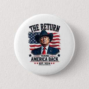 Bóton Redondo 5.08cm Presidente Patriótico Donald Trump Cowboy Assumind