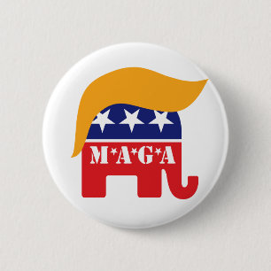 Bóton Redondo 5.08cm Presidente Trump 2020 GG Elephant Hair MAGA