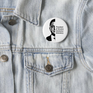 Bóton Redondo 5.08cm Presidente ucraniano Zelenskyy Half Retrato B&W