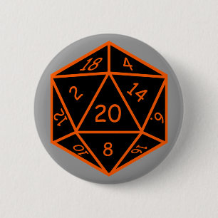 Bóton Redondo 5.08cm Preto D20 & laranja