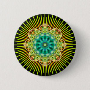 Bóton Redondo 5.08cm Preto do verde amarelo da mandala