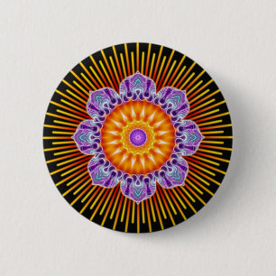 Bóton Redondo 5.08cm Preto violeta amarelo da mandala