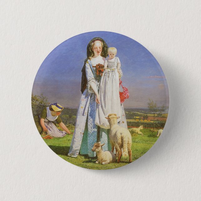 Bóton Redondo 5.08cm Pretty Baa Lambs de Ford Madox Brown (Frente)