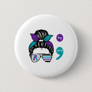 Bóton Redondo 5.08cm Prevenção ao suicídio Sensibilização Semicolon Con