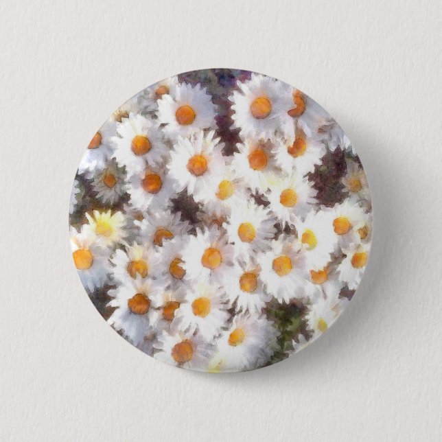 Bóton Redondo 5.08cm Primavera Daisy Wildflower Watercolor (Frente)