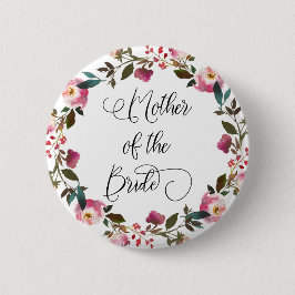 Bóton Redondo 5.08cm Primavera de Aquarela Mãe Floral da noiva