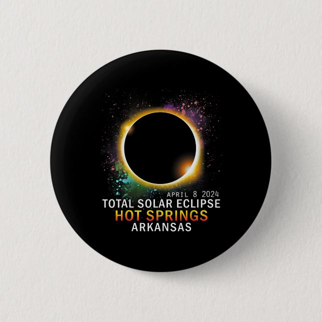 Bóton Redondo 5.08cm Primaveras Arkansas Total Solar Eclipse abril 8 20 (Frente)