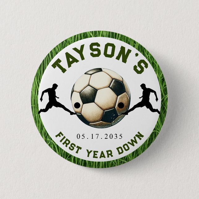 Bóton Redondo 5.08cm Primeiro aniversario de 1º ano de queda do futebol (Frente)