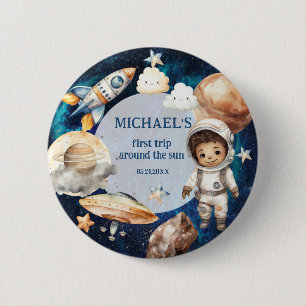 Bóton Redondo 5.08cm Primeiro Passeio Pelo Sol Aniversário Do Espaço Az