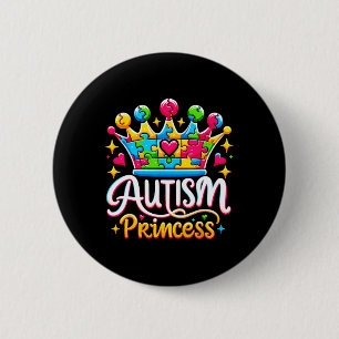 Bóton Redondo 5.08cm Princesa do Autismo Rainha da Conscientização do A