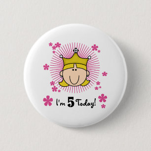 Bóton Redondo 5.08cm Princesa loura 5o aniversário