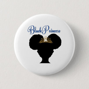 Bóton Redondo 5.08cm Princesa Negra (Cabelo Natural em Pufos Afro) - Pr