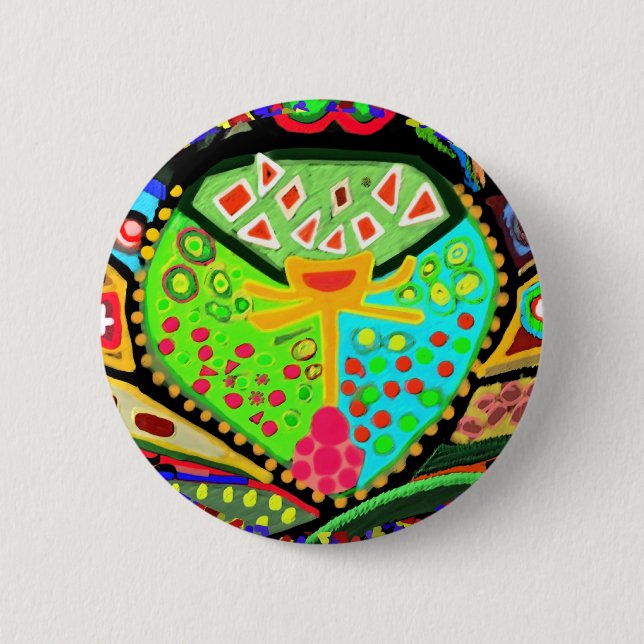 Bóton Redondo 5.08cm Príncipes Dianna Diamante Coração (Frente)