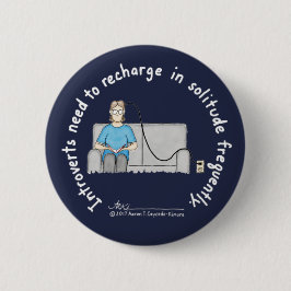 Bóton Redondo 5.08cm Princípios introvertidos: Botão azul escuro do