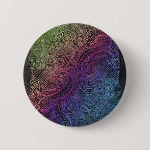Bóton Redondo 5.08cm Prismatic Swirl Arte de Penas Fractais do Arco-Í