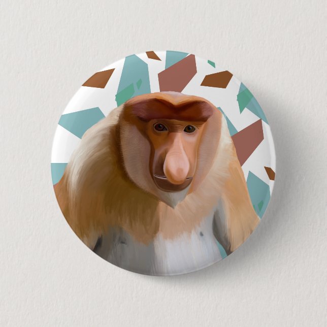 Bóton Redondo 5.08cm Proboscis Espécies Ameaçadas por Macacos (Frente)