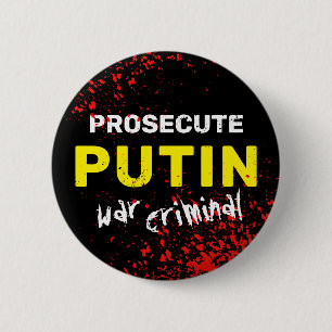 Bóton Redondo 5.08cm Processo contra Putin, Ucrânia, criminoso de guer