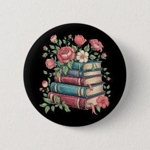 Bóton Redondo 5.08cm Professor Amante de Livros Volta às Aulas Flores S