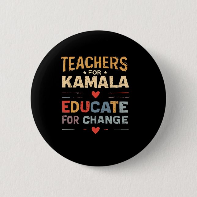 Bóton Redondo 5.08cm Professor de Educação Kamala Harris de Suporte (Frente)