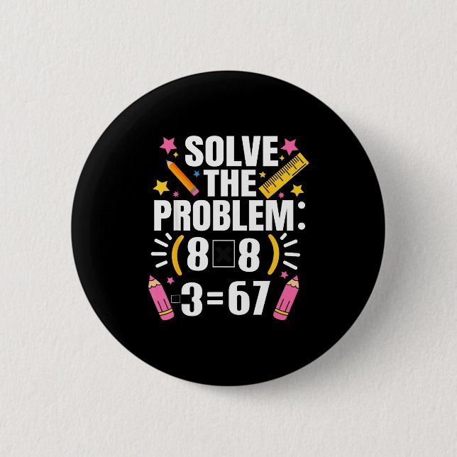 Bóton Redondo 5.08cm Professor de matemática engraçado resolve o proble (Frente)
