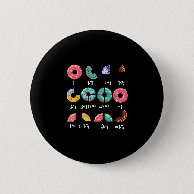 Bóton Redondo 5.08cm Professor de matemática fração donut de volta à es (Frente)
