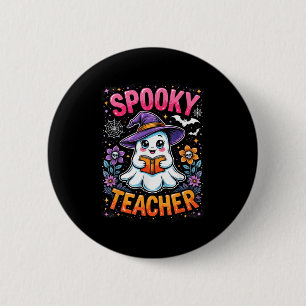 Bóton Redondo 5.08cm Professor Spooker Cute Ghost Lendo Livro Engraçado