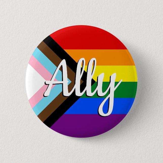 Bóton Redondo 5.08cm Progress Pride Flag Ally Button (Frente)