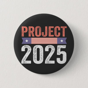 Bóton Redondo 5.08cm Projeto 2025 Trump American Patroitic T-Shirt