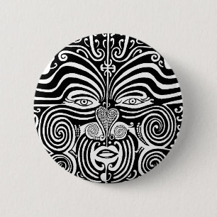 Bóton Redondo 5.08cm Projeto tribal maori antigo do tatuagem de Moko