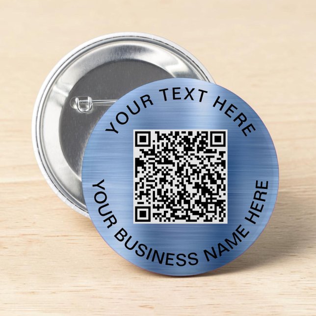 Bóton Redondo 5.08cm Promocional de código QR azul (QR Code Promotional Blue Button)
