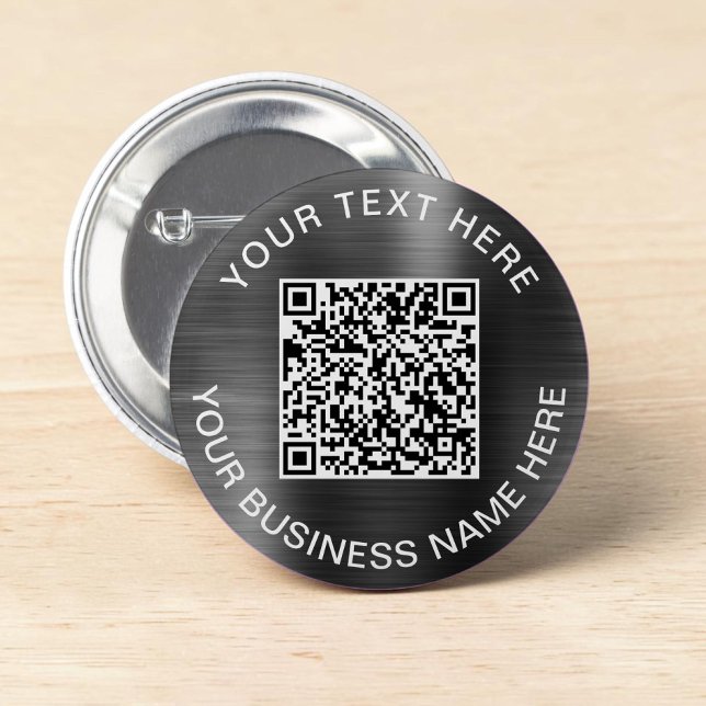 Bóton Redondo 5.08cm Promocional Prata de Código QR Moderno (Modern QR Code Silver Promotional Button)