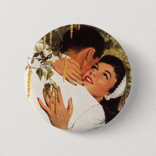Bóton Redondo 5.08cm Proposta de casamento retrô, amor e romance