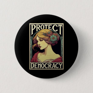 Bóton Redondo 5.08cm Proteger a Arte Feminista Democrata Para O Social