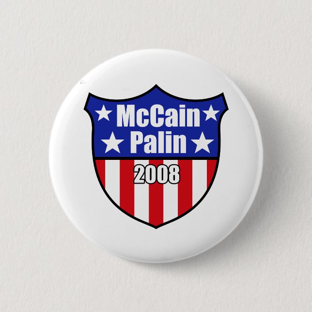 Bóton Redondo 5.08cm Protetor de McCain Palin (Frente)