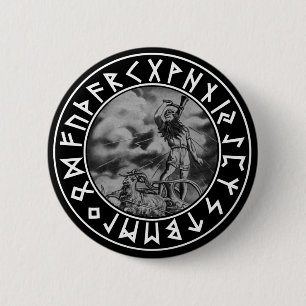 Bóton Redondo 5.08cm protetor do rune do Thor do botão no preto
